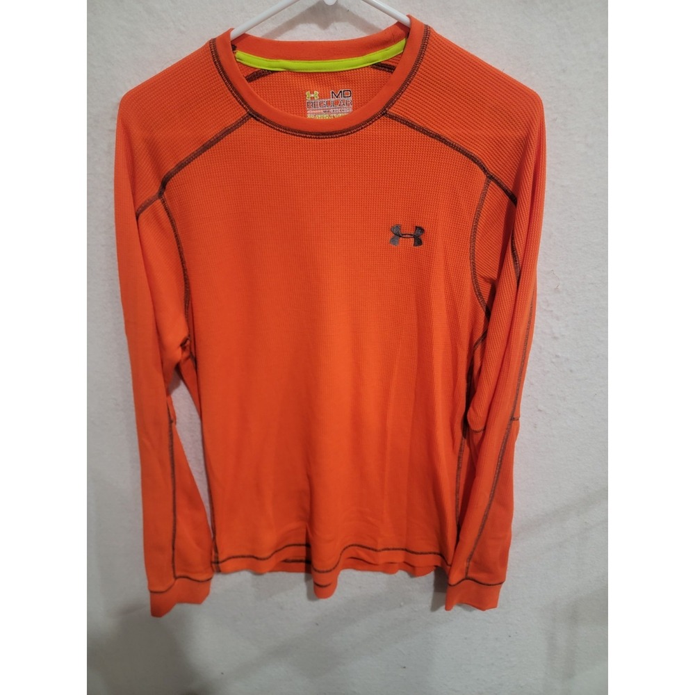 Under Armour Catalyst Orange Waffle Knit Long‎ Sleeve Shirt AllSeasonGear Mens M